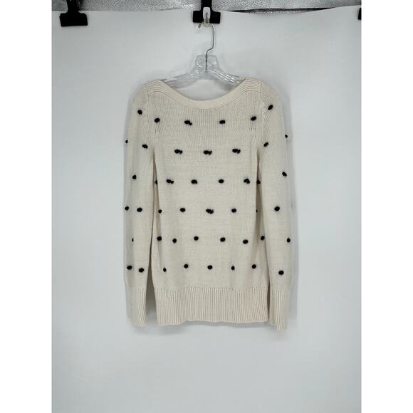 loft Polkadot Cream Knit Sweater Size Medium - Picture 2 of 7